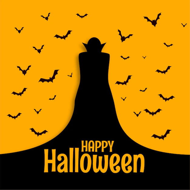 Free Vector | Happy halloween scary spooky card with wizard and bats