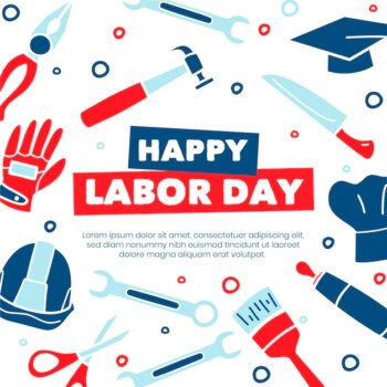 Free Vector | Happy labor day with tools