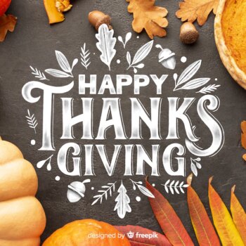 Free Vector | Happy thanksgiving lettering on black background