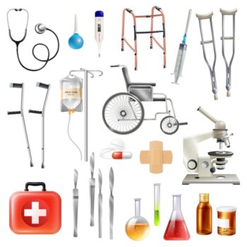 Free Vector | Healthcare medical accessories flat icons set