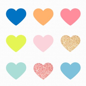 Free Vector | Heart shape sticker, cute pastel valentine’s clipart vector set