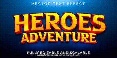 Free Vector | Heroes text effect editable cartoon and comic text style