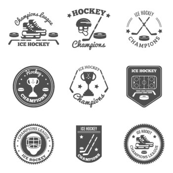 Free Vector | Hockey labels set