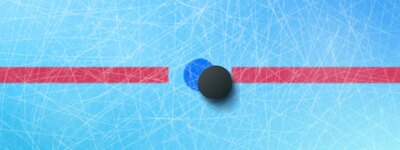 Free Vector | Hockey puck on blue ice rink top view background
