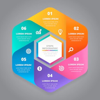 Free Vector | Honeycomb steps colourful infographic