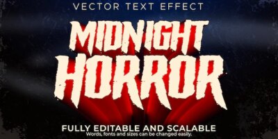 Free Vector | Horror text effect, editable night and scary text style
