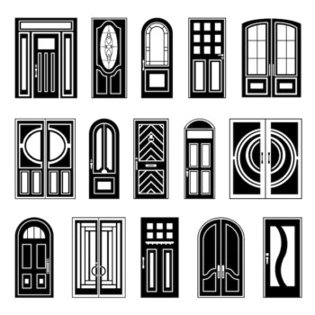 Free Vector | House doors black design collection