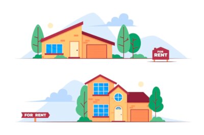 Free Vector | Houses for sale and for rent flat design illustration