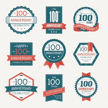 Free Vector | Hundred years anniversary labels collection