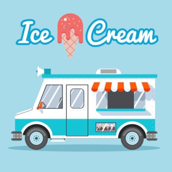 Free Vector | Ice cream truck for sale on a blue background.