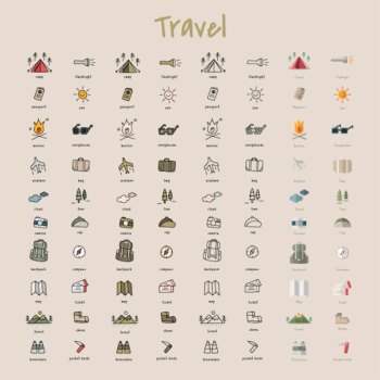 Free Vector | Illustration drawing style of camping icons collection