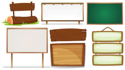 Free Vector | Illustration of different designs of wooden signs