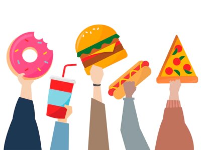 Free Vector | Illustration of hands holding junk food