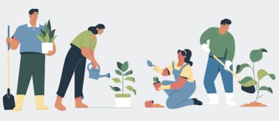 Free Vector | Illustration of people taking care of plants