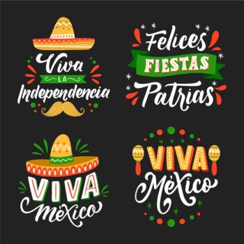 Free Vector | Independence of mexico lettering badges