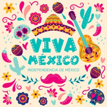 Free Vector | Independencia de méxico hand drawn background with musical instruments