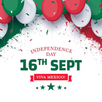 Free Vector | Independencia de méxico with balloons and confetti