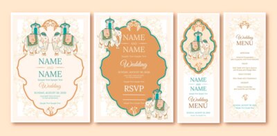 Free Vector | Indian wedding stationery collection