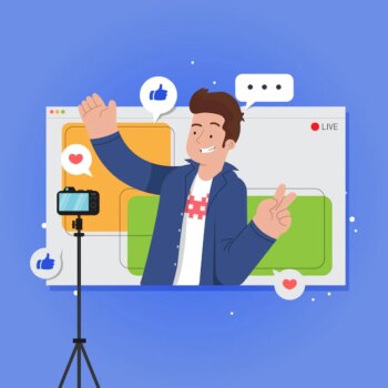 Free Vector | Influencer recording new video