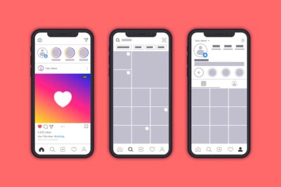 Free Vector | Instagram profile interface template with mobile