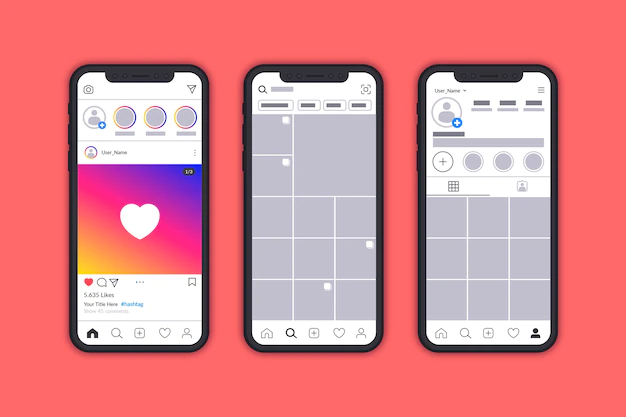 Free Vector | Instagram profile interface template with mobile