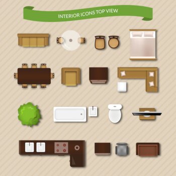 Free Vector | Interior icons top view
