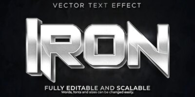 Free Vector | Iron text effect, editable metallic and shiny text style