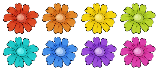 Free Vector | Isolated set of flowers