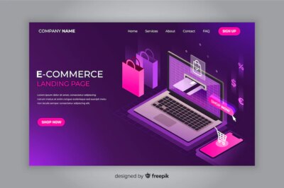 Free Vector | Isometric landing page