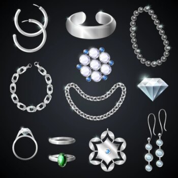 Free Vector | Jewelry silver set