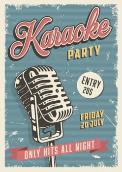 Free Vector | Karaoke party vintage poster