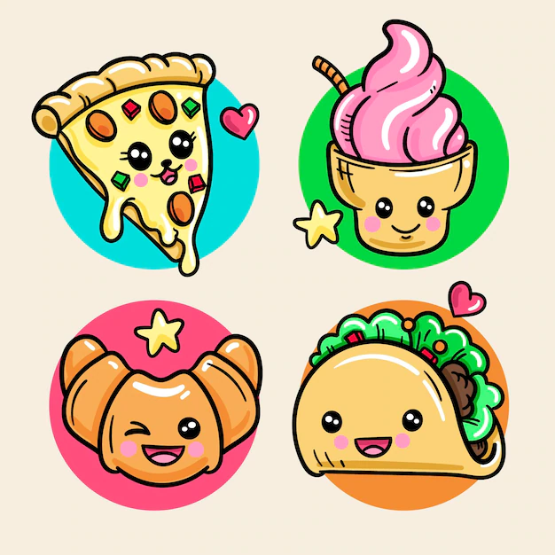 Free Vector | Kawaii food collection