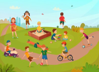 Free Vector | Kids playing composition