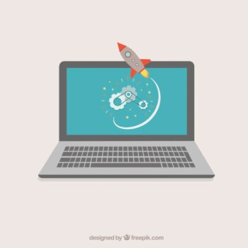 Free Vector | Laptop with rocket
