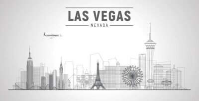 Free Vector | Las vegas skyline with panorama in white background vector line illustration business travel and tourism concept with modern buildings image for banner or website