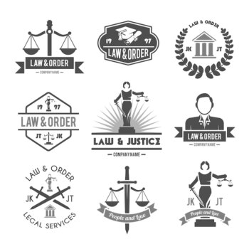 Free Vector | Law labels icons set