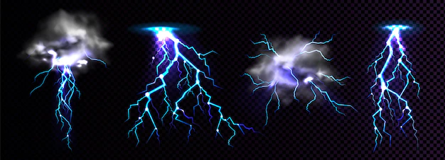 Free Vector | Lightning strikes and thundercloud, impact place