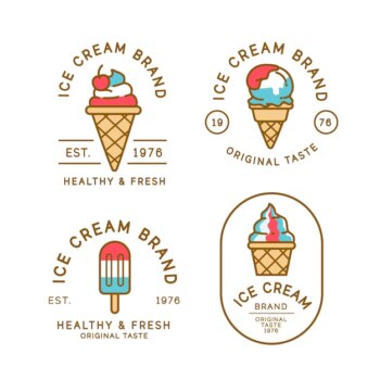 Free Vector | Linear flat ice cream label collection