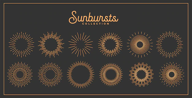 Free Vector | Linear sunburst hand drawn lines big set