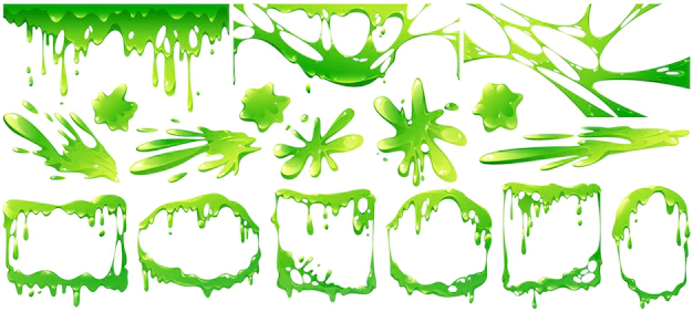 Free Vector | Liquid green slime splashes border and frames