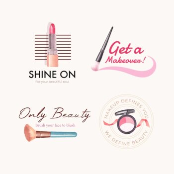 Free Vector | Logo design with makeup concept for branding and marketing watercolor.