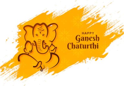 Free Vector | Lord ganesh chaturthi indian festival in paint brush stroke