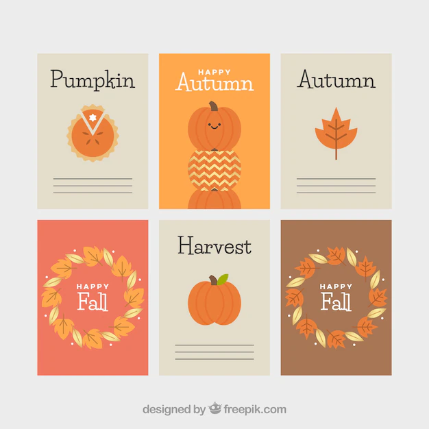 Free Vector | Lovely autumn card collection