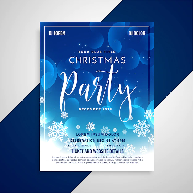 Free Vector | Lovely blue shiny christmas flyer design with snowflakes