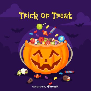 Free Vector | Lovely halloween candy bag with flat design