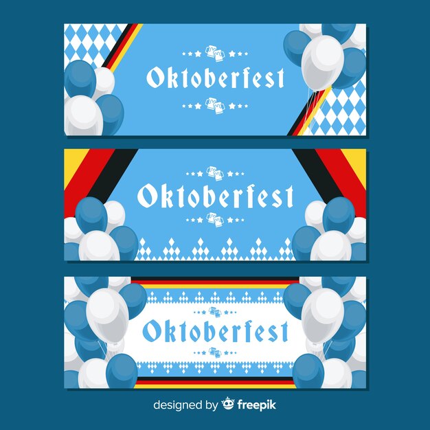 Free Vector | Lovely oktoberfest banners with flat design