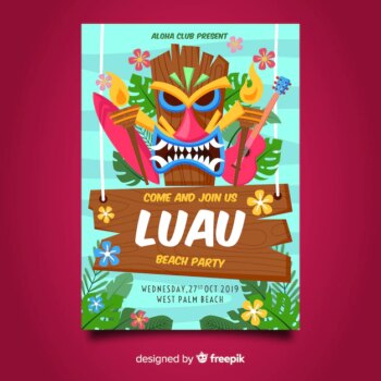 Free Vector | Luau party flyer