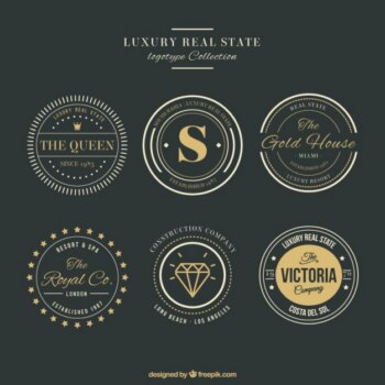 Free Vector | Luxury real estate logos with golden details