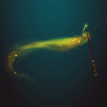 Free Vector | Magic wand with yellow trail background