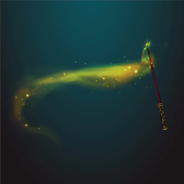 Free Vector | Magic wand with yellow trail background